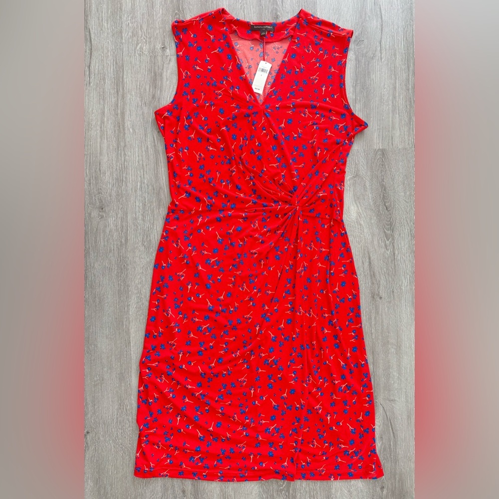 Banana Republic NWT Red Floral Twist-Waist Dress — V-Neck • Size Large